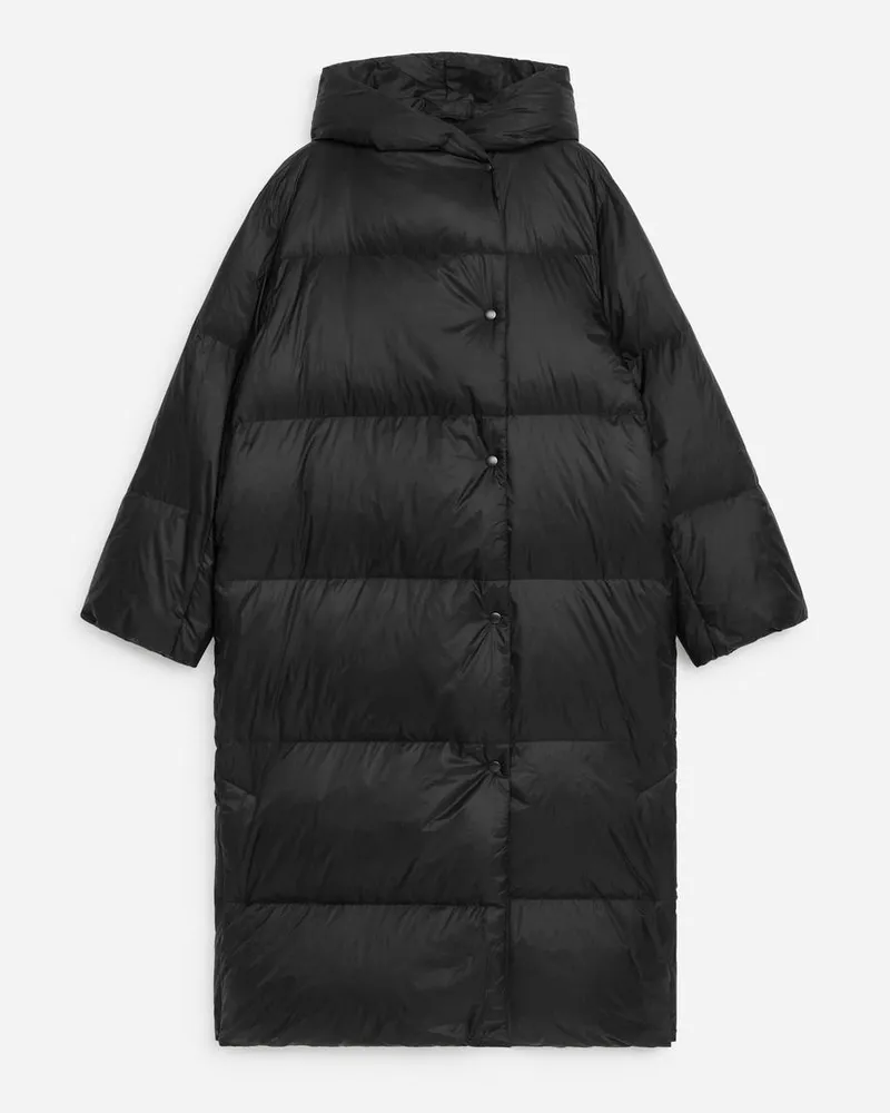 Arket Langer Upcycled Down™ Mantel -Schwarz Schwarz