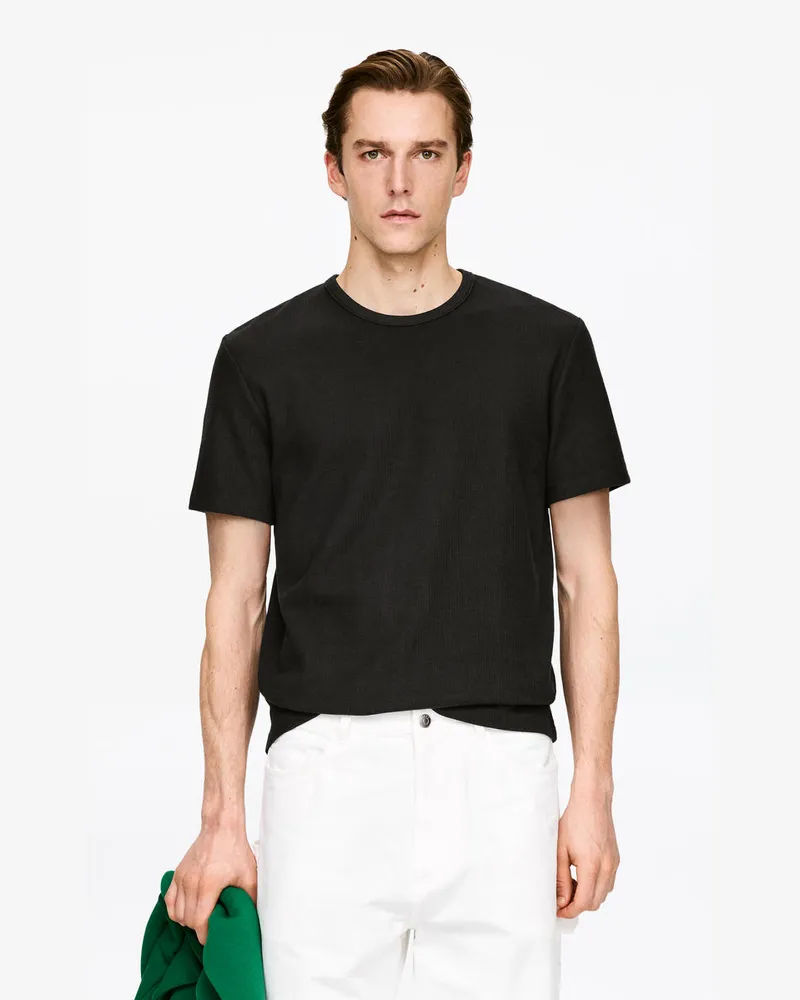 Arket Körpernahes Baumwoll-T-Shirt -Schwarz Schwarz