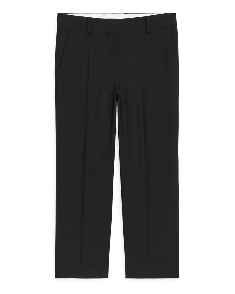 Arket Cropped Twill-Hose Aus Wollmischung - Schwarz Schwarz