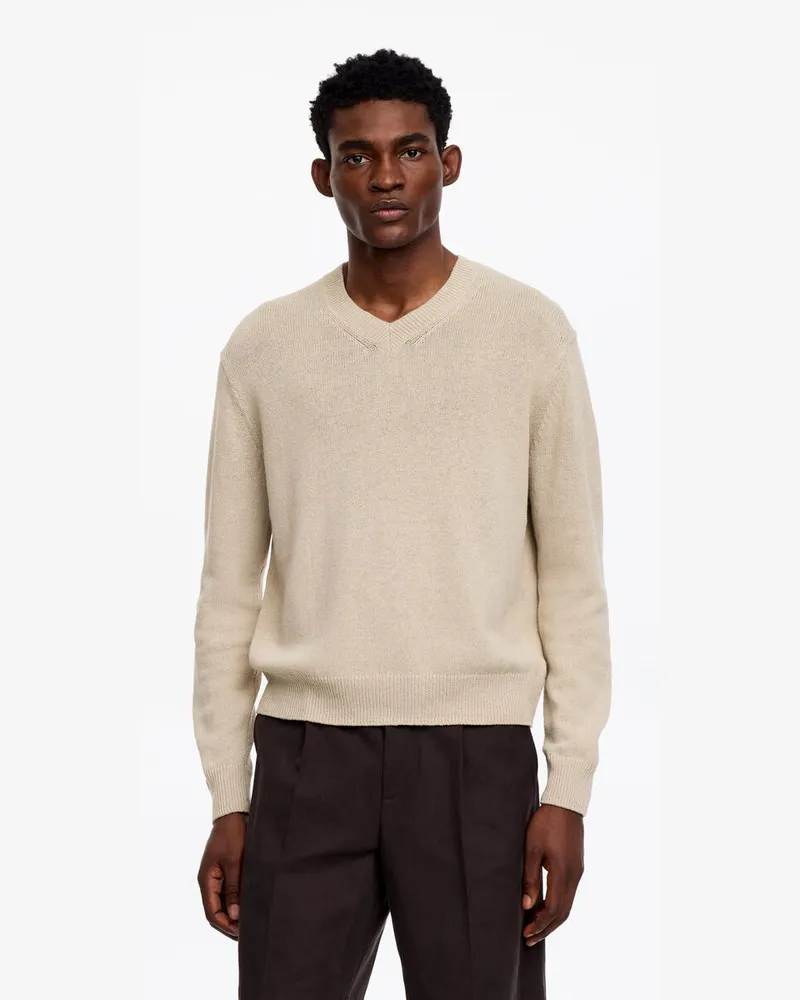 Arket Pullover Aus Leinen Und Baumwolle Mit V-Ausschnitt -Beige Beige