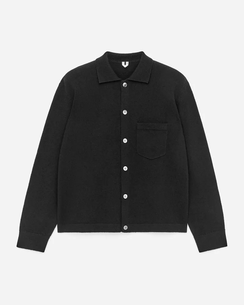 Arket Texturierte Strickjacke Aus Baumwolle Und Wolle -Schwarz Schwarz