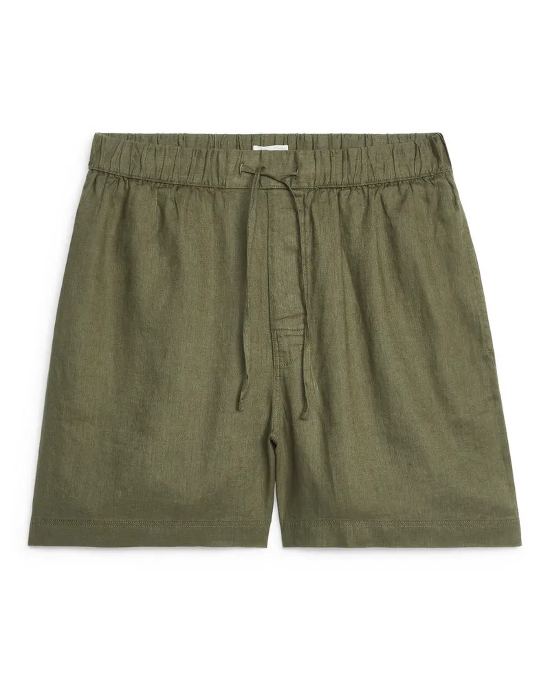Arket Leinen-Shorts - Grün Khaki