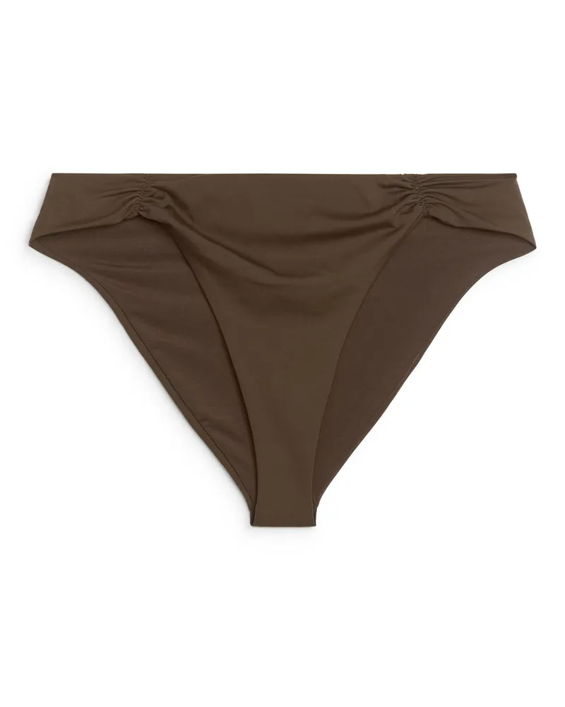 Arket Bikinihose Mit Raffung - Braun Dunkelbraun