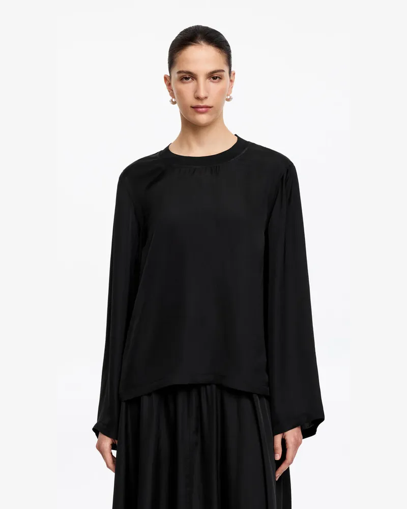 Arket Langarmoberteil Aus Satin -Schwarz Schwarz