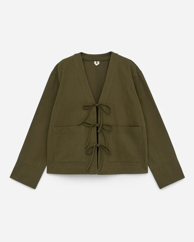 Arket Oberteil Mit Schnürdetail - Grün Khaki