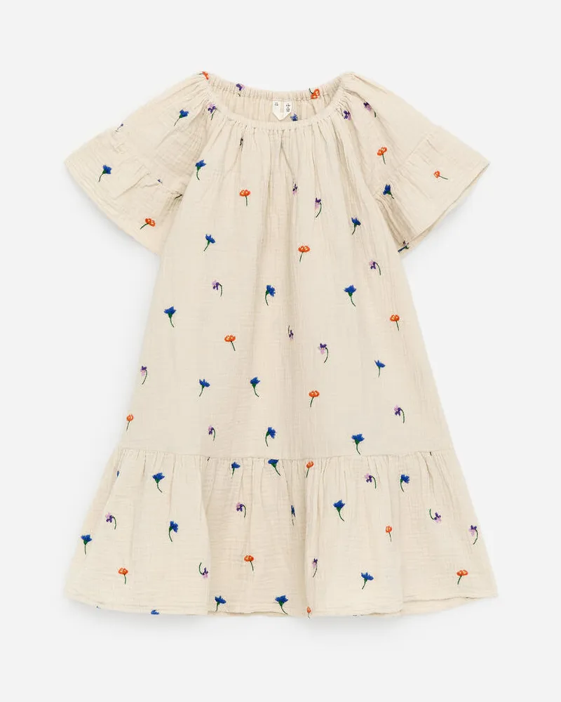 Arket Besticktes Volantkleid -Weiß Weiß