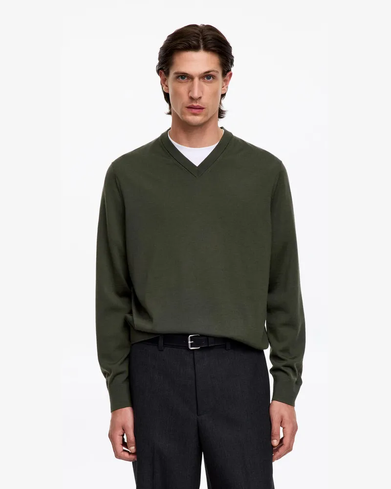 Arket Merino V-Neck Jumper -Grün Grün