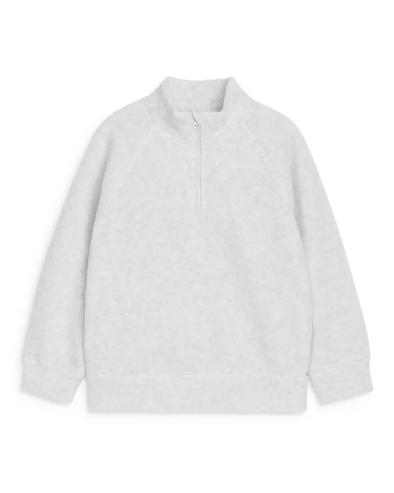Arket Fleece-Sweatshirt Mit Kurzem Reißverschluss -Grau Grau