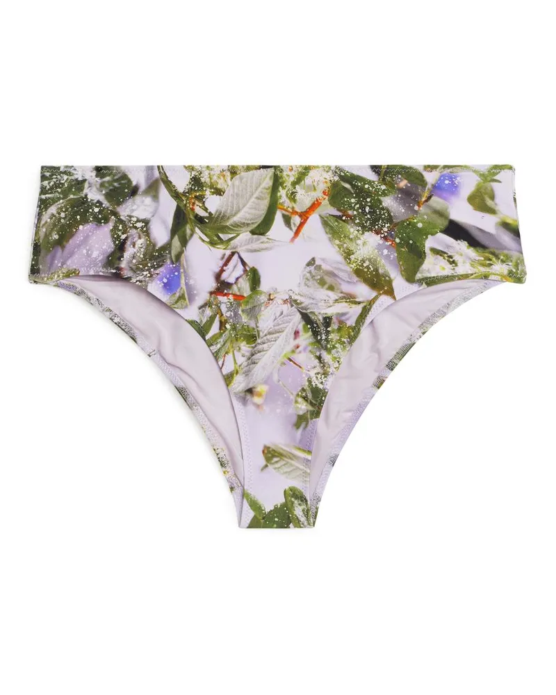 Arket Bikinihöschen Mit Slowflower-Print - Grün|Mehrfarbig|Orange|Lila|Weiß Flieder