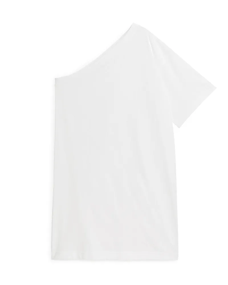 Arket One-Shoulder-T-Shirt-Kleid - Weiß Weiß