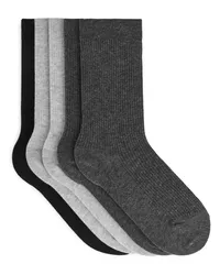 Arket Gerippte Baumwollsocken, 5Er-Pack Grau