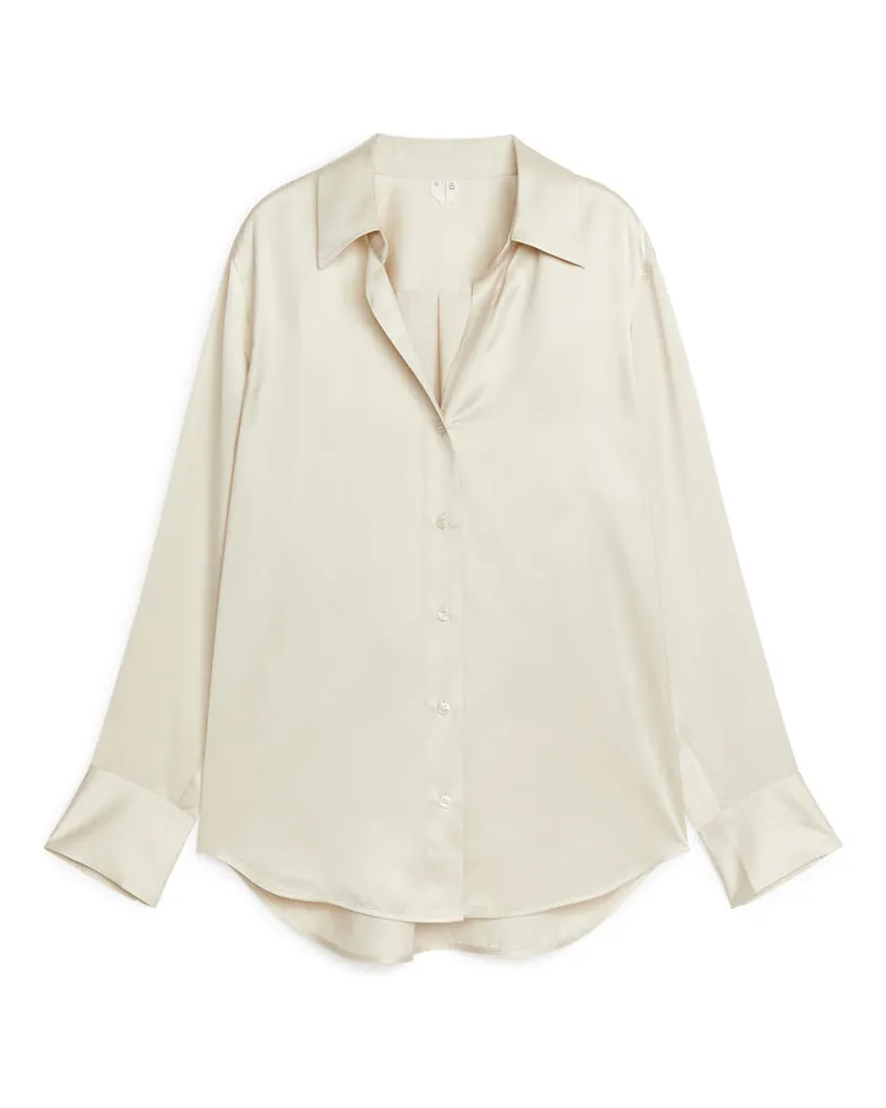Arket Satin-Hemd -Weiß Weiß