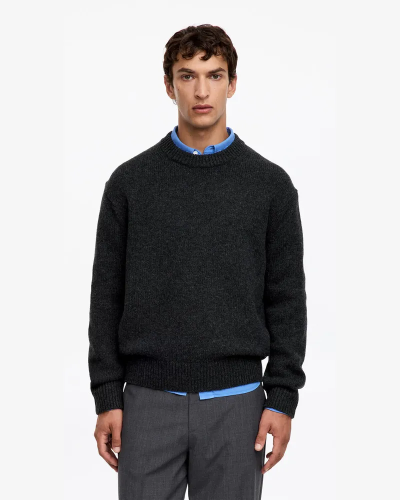 Arket Pullover Aus Schwerem Wollstrick -Schwarz Schwarz