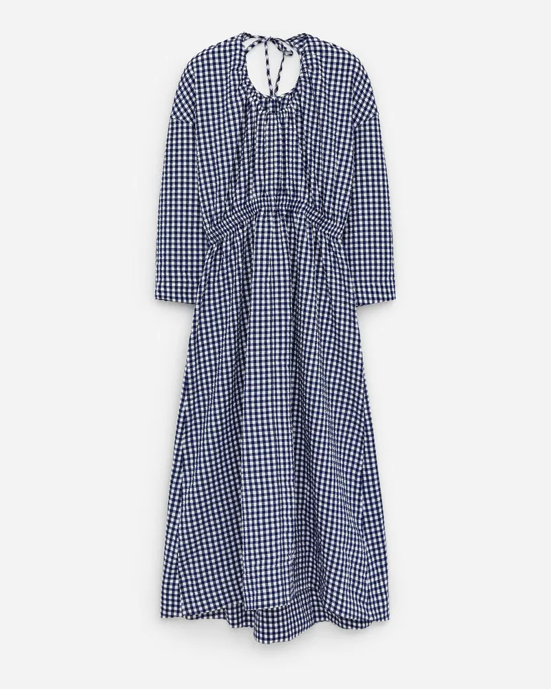 Arket Kleid Aus Seersucker - Blau|Weiß|Mehrfarbig Dunkelblau