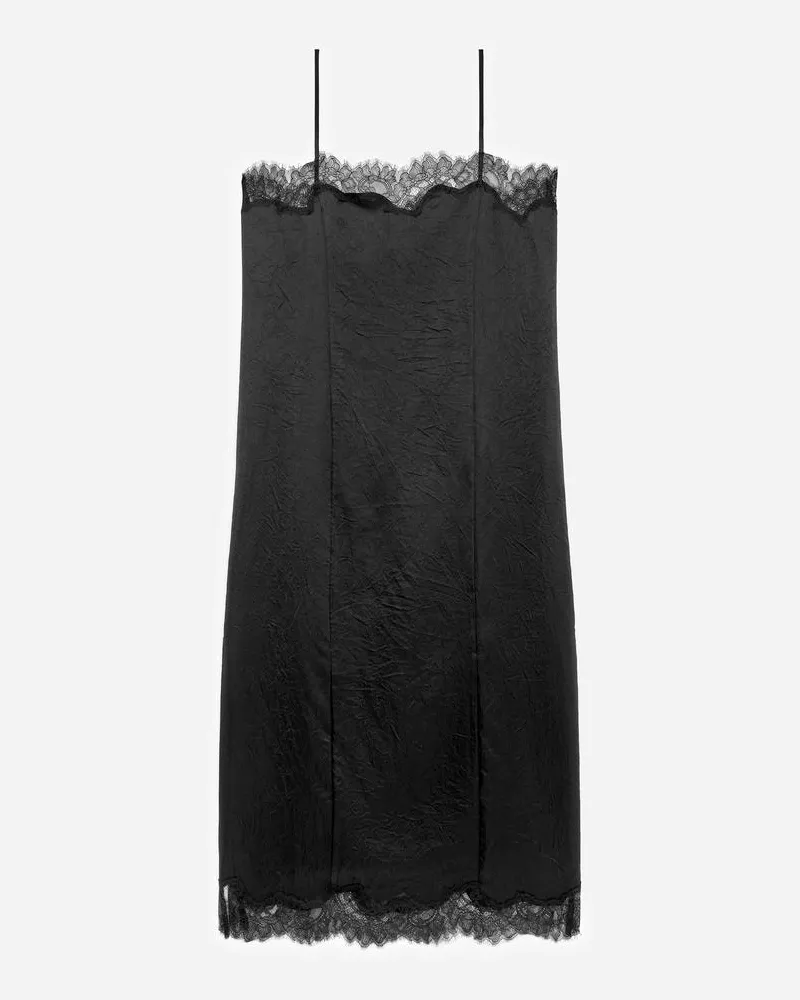 Arket Slipkleid Mit Spitze -Schwarz Schwarz