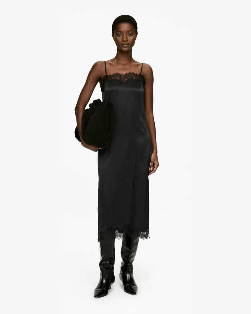 Arket Slipkleid Mit Spitze -Schwarz Schwarz
