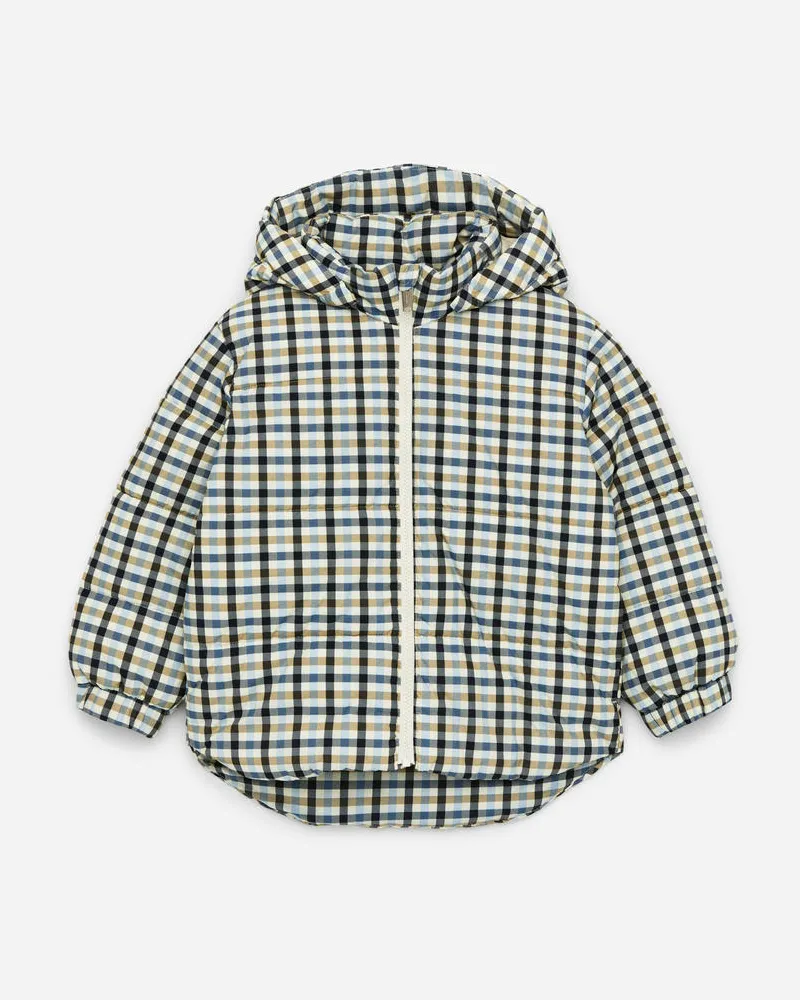 Arket Daunenjacke Mit Print - Blau|Weiß Cremeweiß