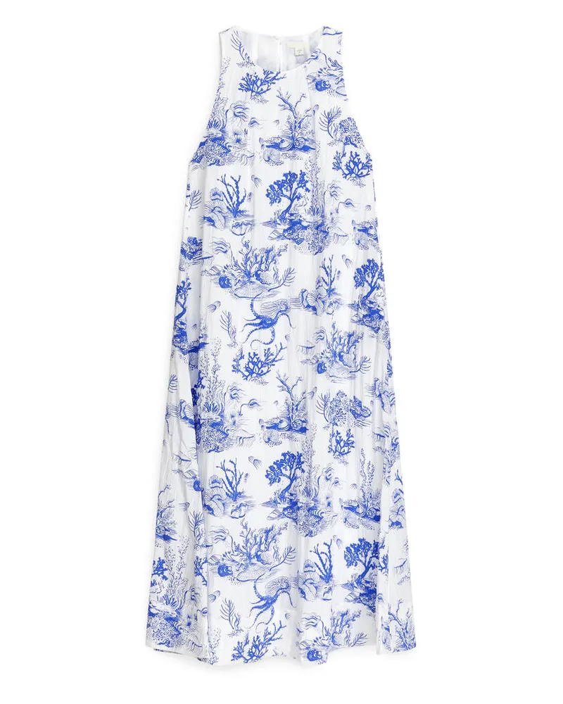 Arket Bedrucktes Maxikleid - Weiß|Blau|Mehrfarbig Weiß