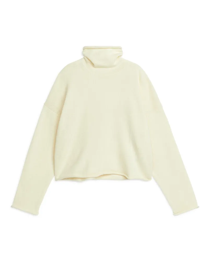 Arket Wollpullover Mit Hohem Kragen - Weiß Creme