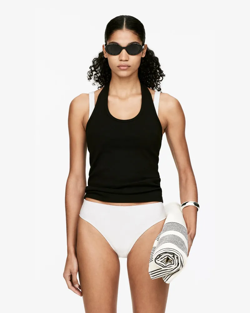 Arket Crinkle-Bikinihose Mit Mittelhohem Bund -Weiß Weiß
