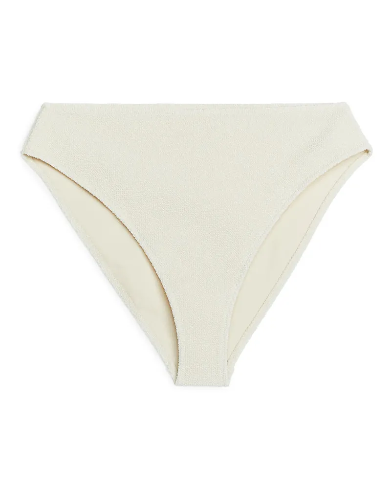 Arket Crinkle-Bikinihose Mit Mittelhohem Bund - Weiß Weiß