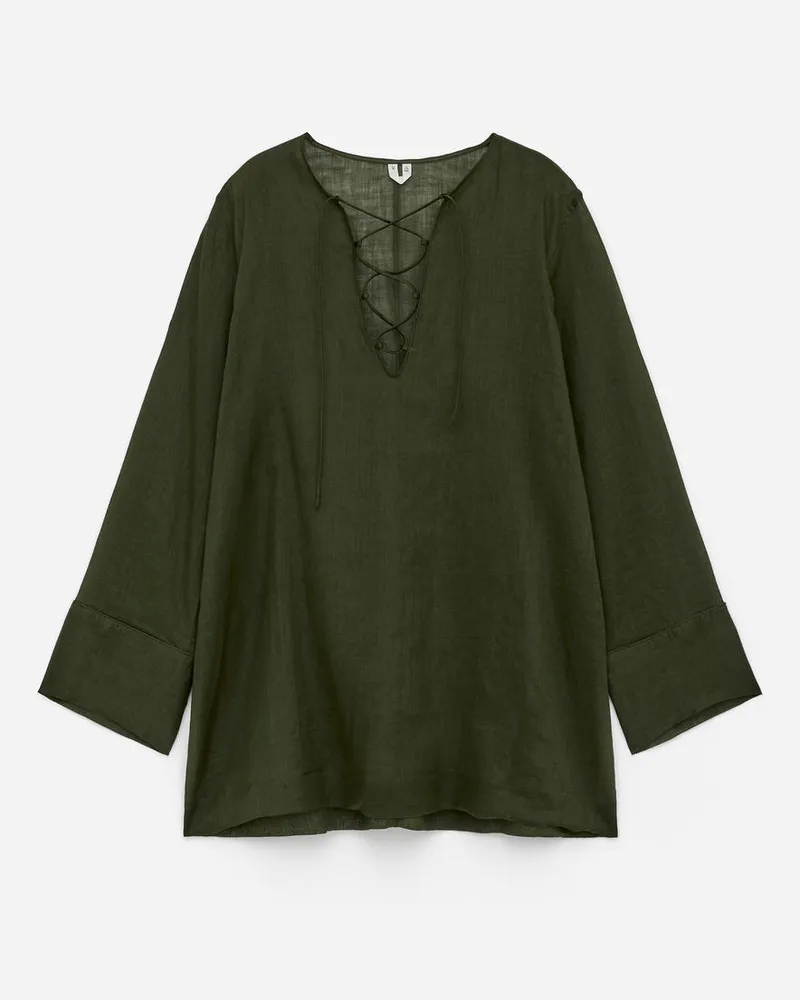 Arket Strandkleid Aus Ramie -Grün Grün
