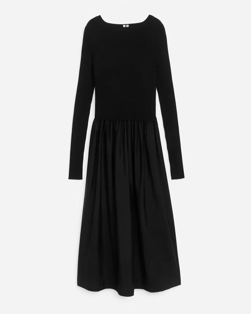 Arket Geripptes Kleid -Schwarz Schwarz