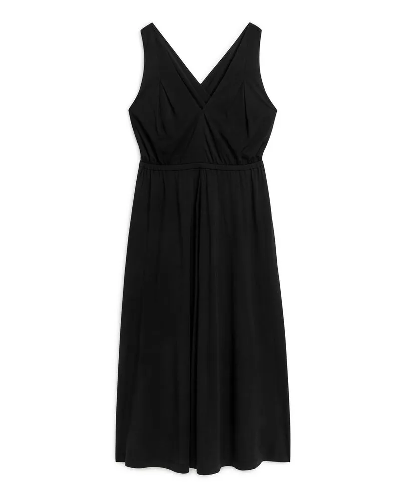 Arket Kleid Mit Überkreuzten Trägern - Schwarz Schwarz