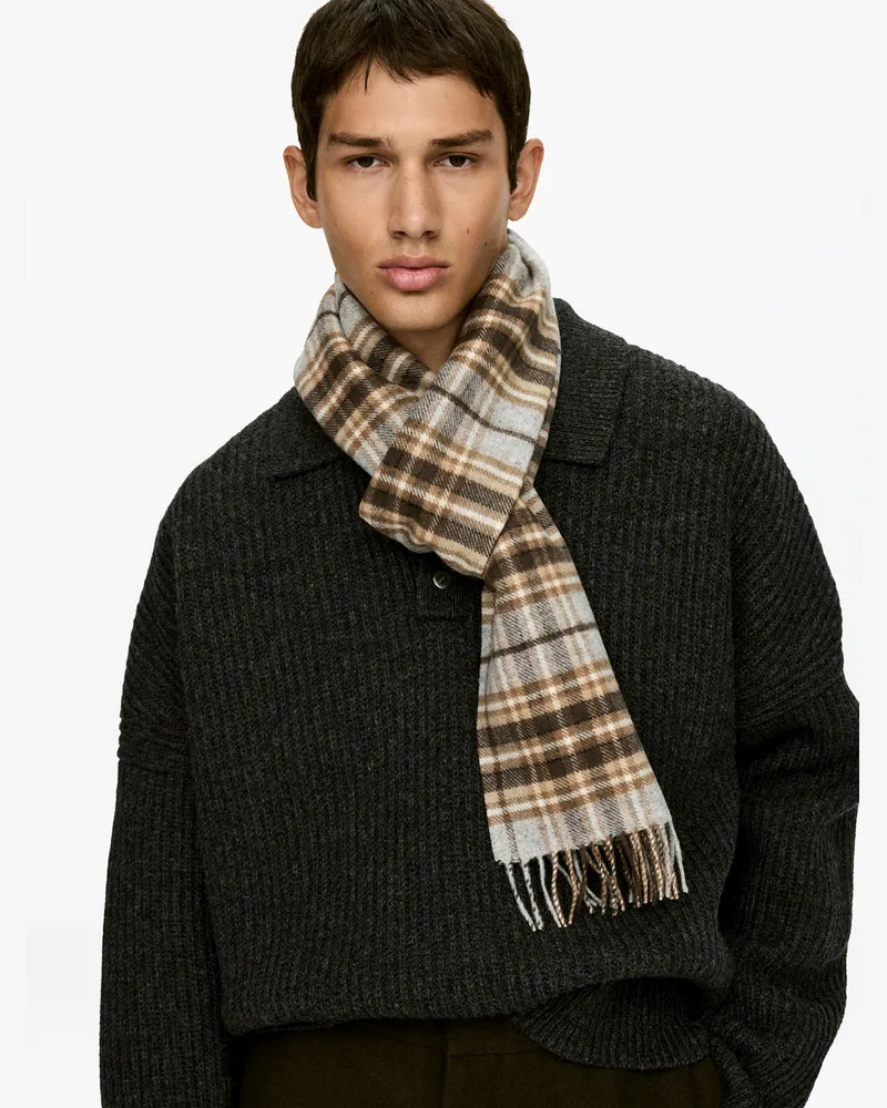 Arket Karierter Wollschal -Beige Beige