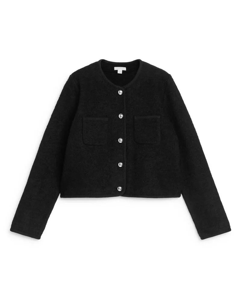 Arket Jacke Aus Wollwalk Und Baumwolle - Schwarz Schwarz