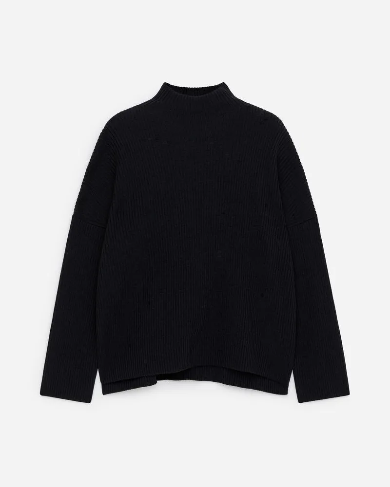 Arket Pullover Aus Wolle Und Baumwolle Mit Stehkragen -Blau Blau