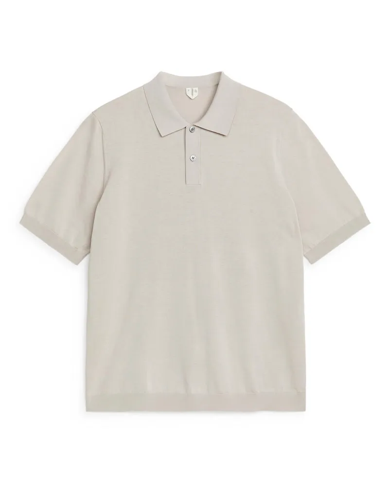Arket Poloshirt Aus Baumwolle Und Seide -Beige Beige