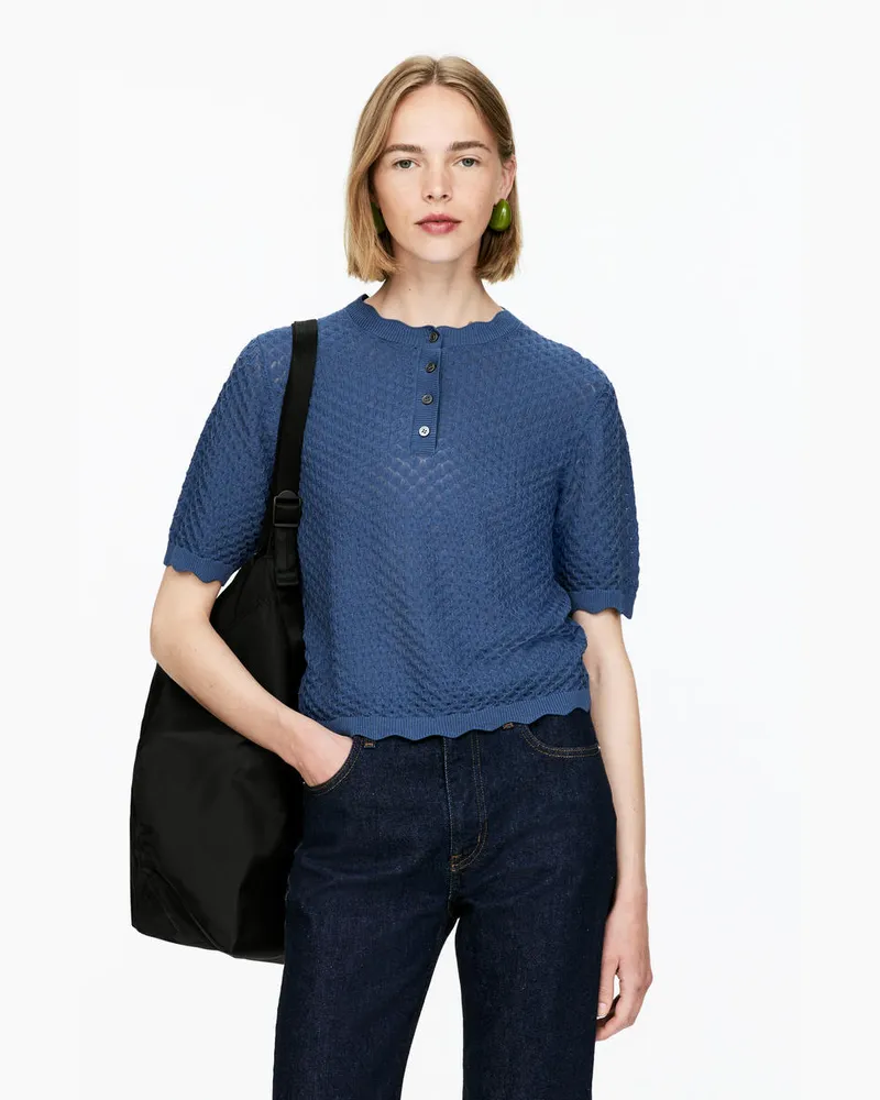 Arket Oberteil Mit Lochmuster -Blau Blau