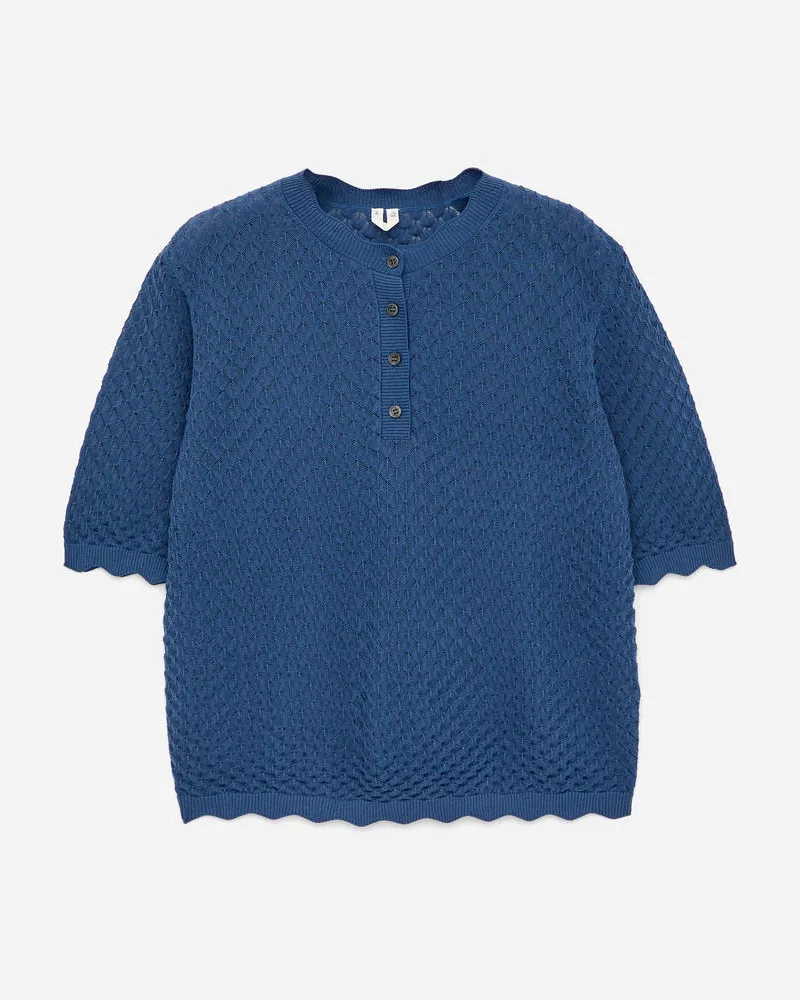 Arket Oberteil Mit Lochmuster -Blau Blau