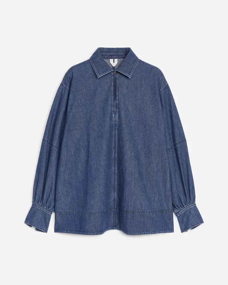 Arket Jeansbluse Mit Puffärmeln -Blau Blau