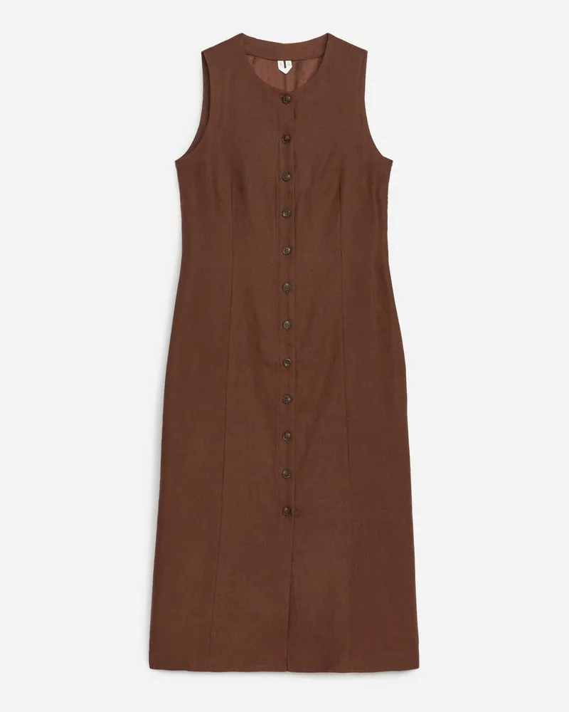 Arket Westenkleid Aus Leinen -Braun Braun