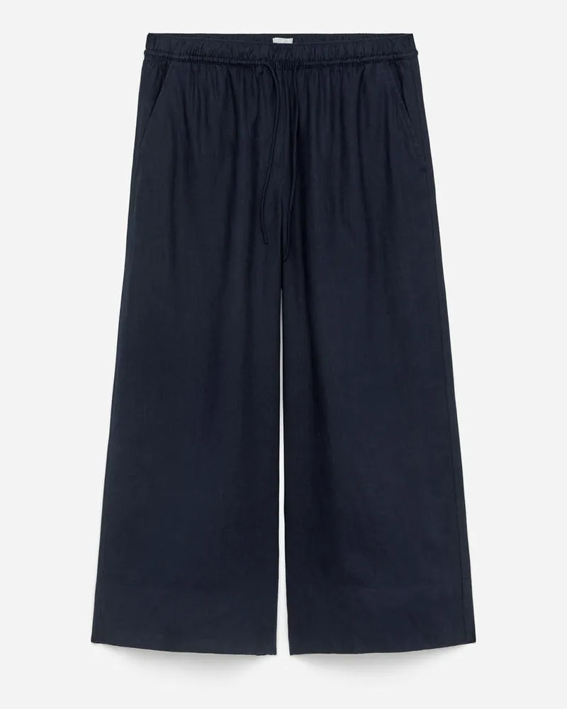 Arket Cropped-Leinenhose - Blau Dunkelblau