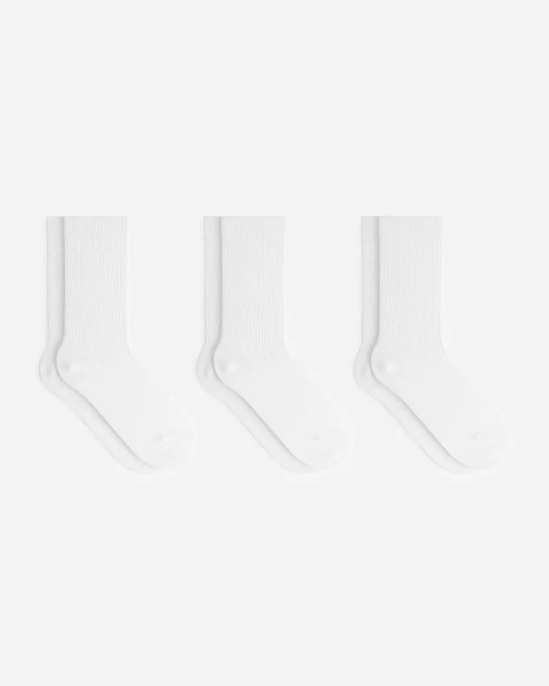 Arket Gerippte Baumwollsocken, 3Er-Pack - Weiß Weiß