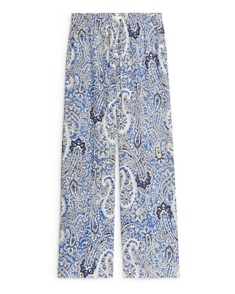 Arket Legere Hose mit Paisleymuster Blau