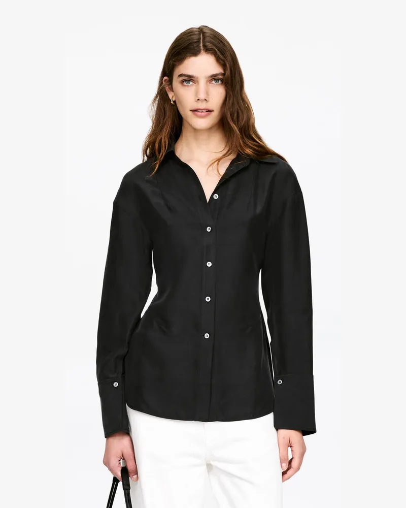 Arket Tailliertes Seidenhemd -Schwarz Schwarz