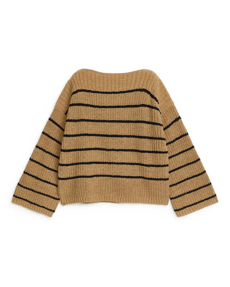 Arket Pullover Mit Bateau-Ausschnitt - Beige|Schwarz|Braun|Mehrfarbig Beige