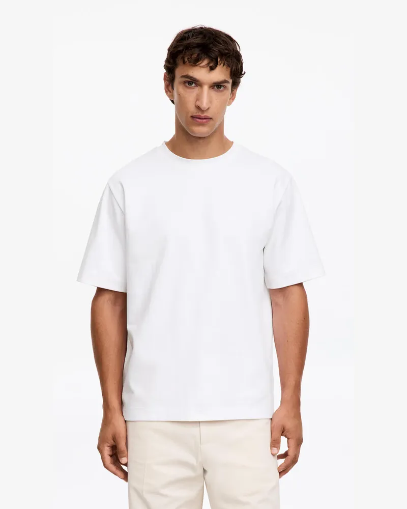Arket Kastiges Interlock-T-Shirt -Weiß Weiß