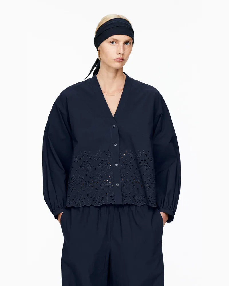 Arket Bluse Mit Lochstickerei -Blau Blau
