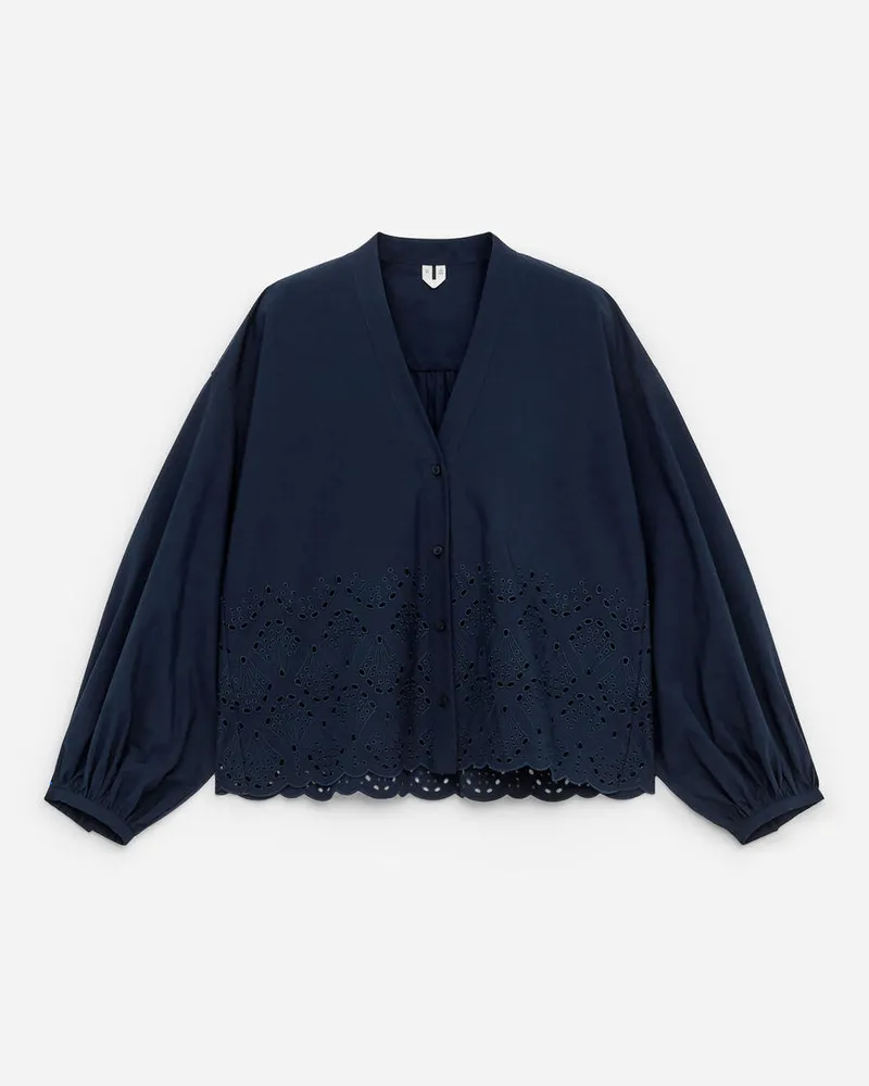 Arket Bluse Mit Lochstickerei -Blau Blau