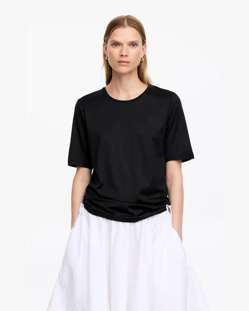 Arket T-Shirt Aus Lyocell Und Baumwolle -Schwarz Schwarz