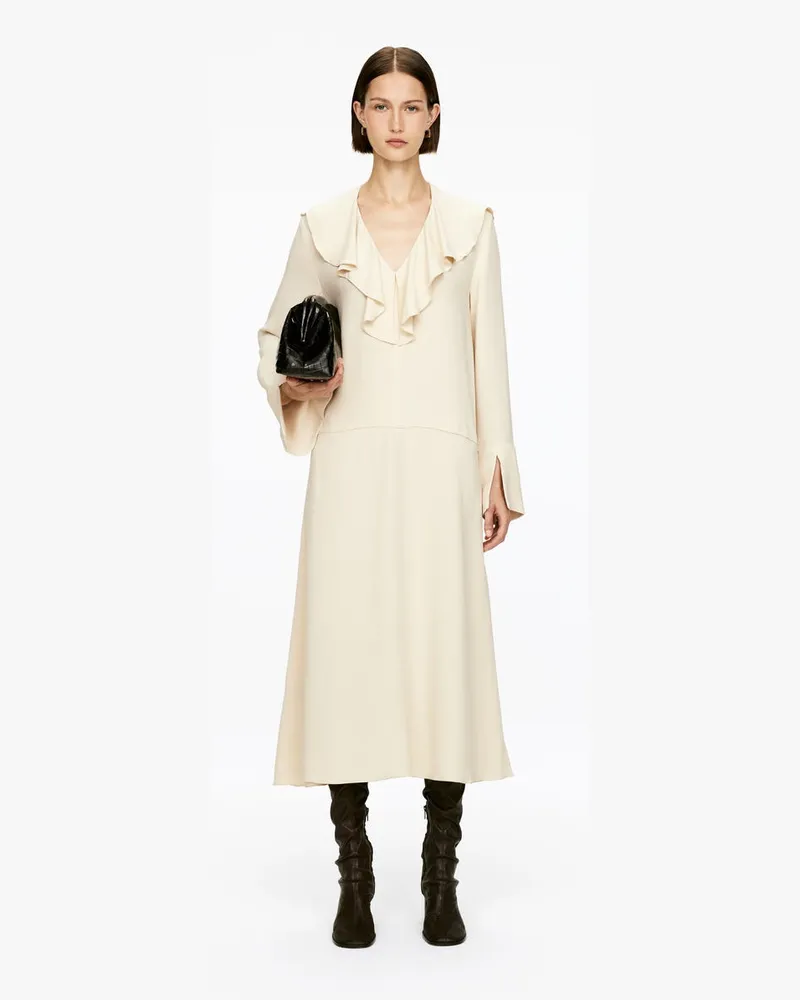 Arket Kleid Mit Rüschenkragen -Beige Beige