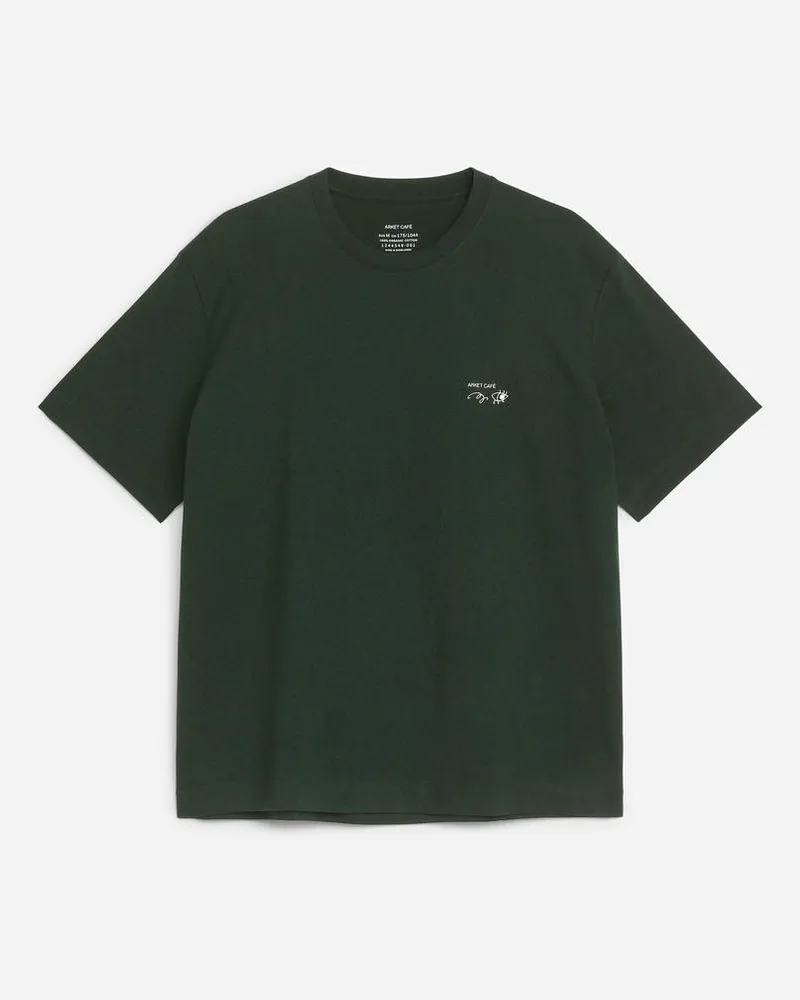 Arket Café T-Shirt Mit Print - Grün|Mehrfarbig Dunkelgrün