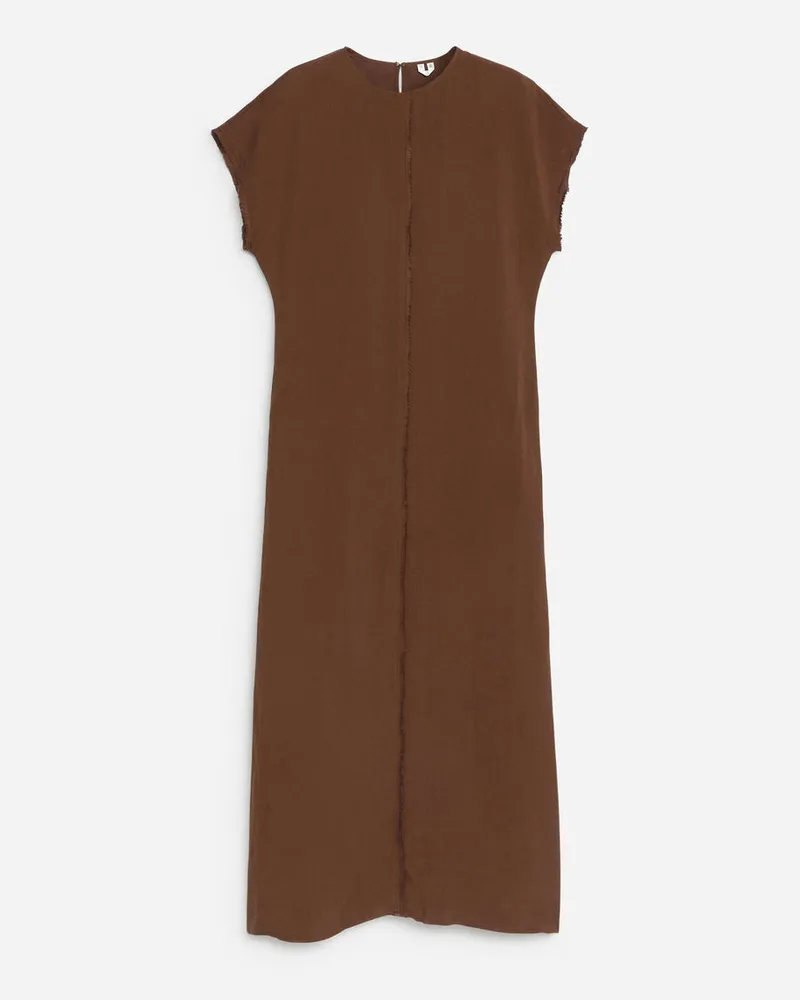 Arket Kleid Mit Flügelärmeln - Braun Braun