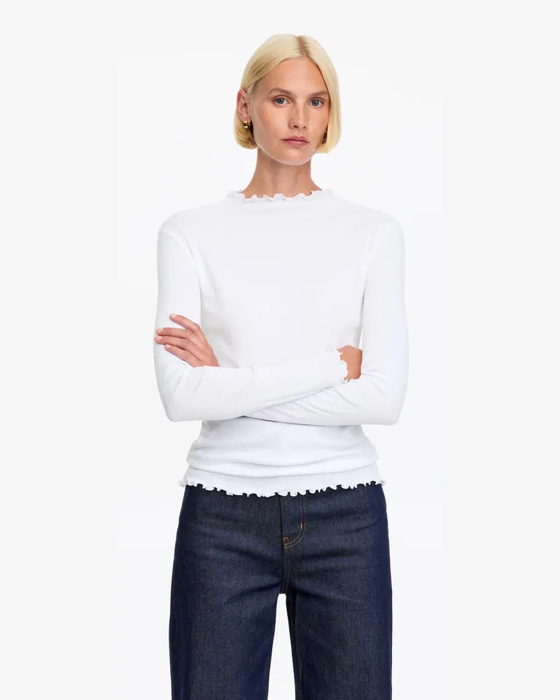 Arket Gerüschtes Jersey-Oberteil -Weiß Weiß
