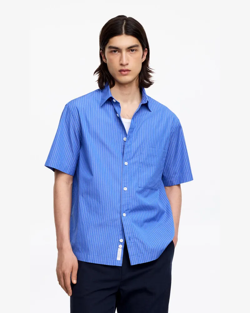Arket Kurzarmhemd Aus Popeline -Blau Blau